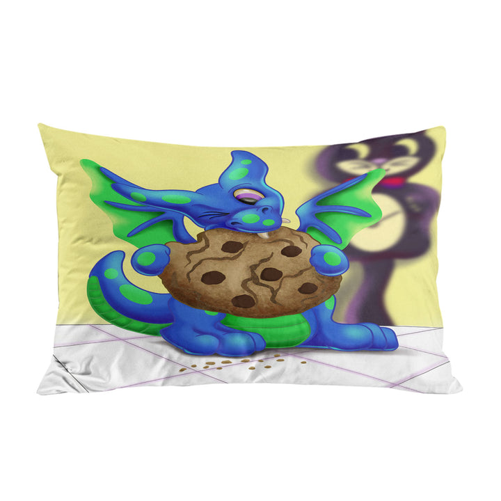 Lovely Dragon Eating a Cookie Pillowcases