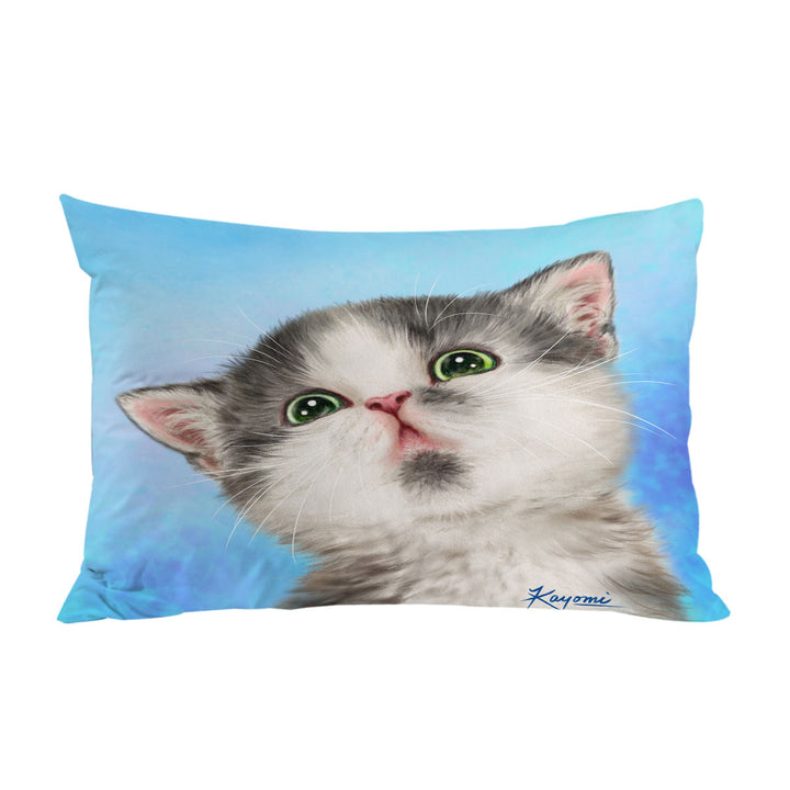 Lovely Grey White Kitten for Children King Pillow Cases