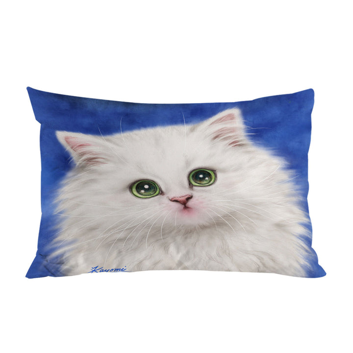 Lovely Innocent Face White Fluffy Kitty Cat Bed Covers