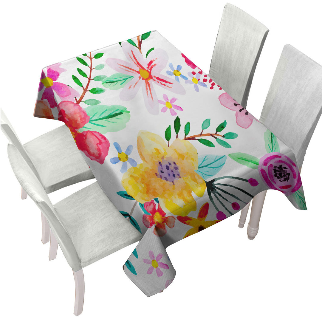 Lovely Modest Painting Colorful Flowers Custom table Covers
