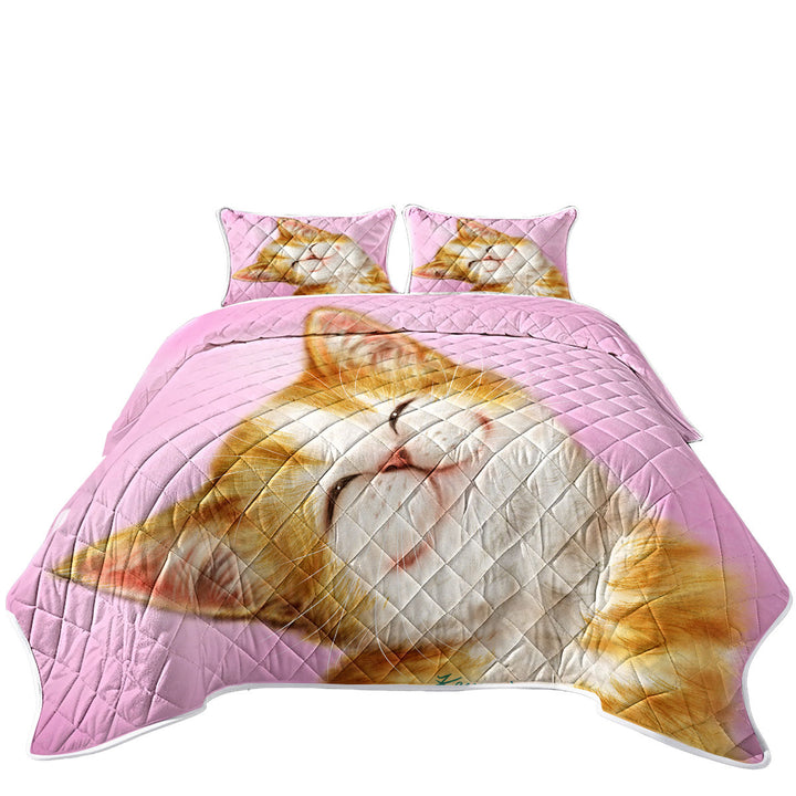Lovely Smile on Adorable Ginger Kitten Coverlet
