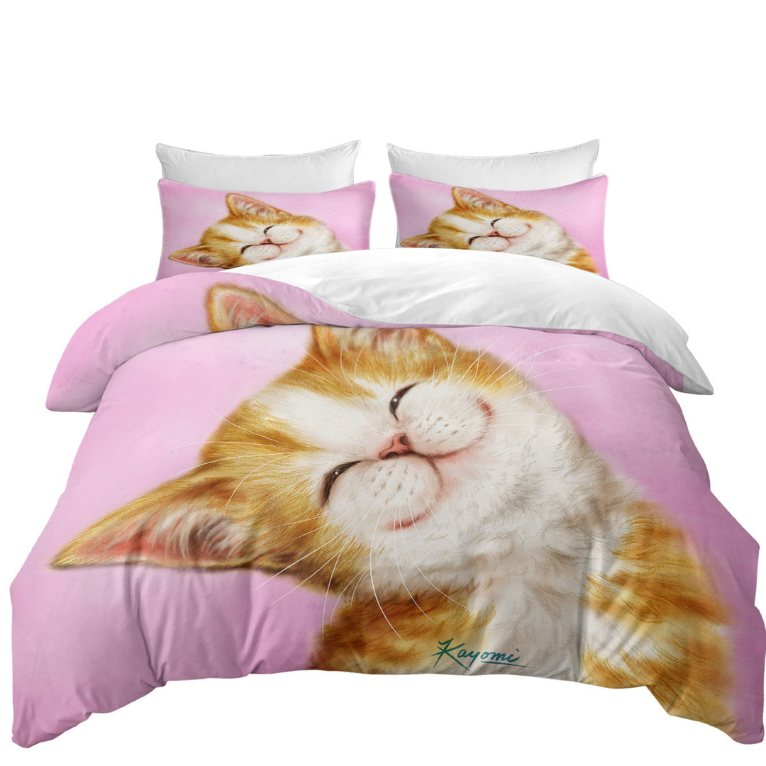 Lovely Smile on Adorable Ginger Kitten Coverlets