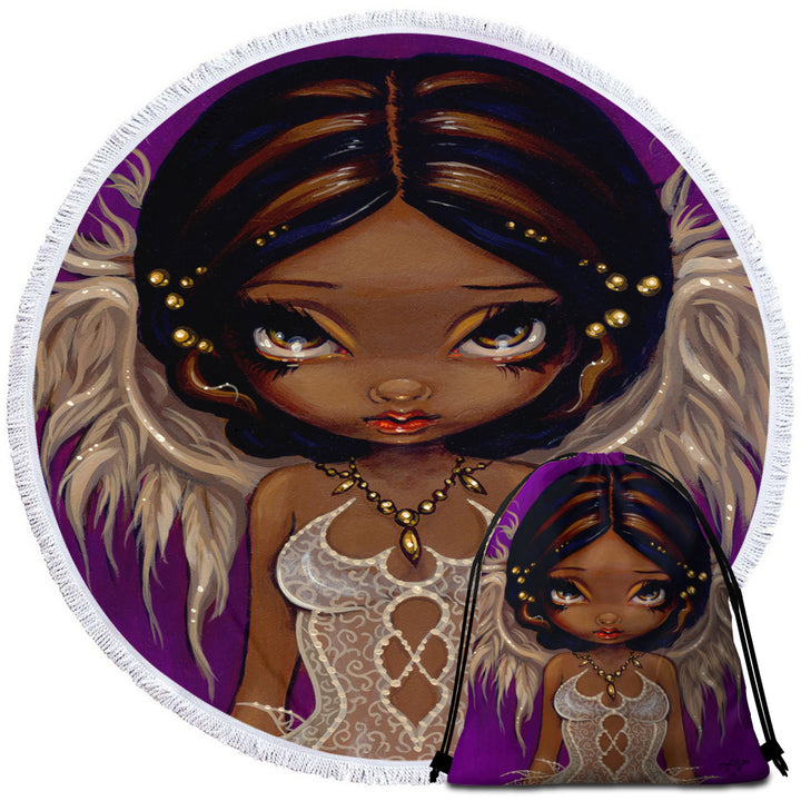 Lovely Travel Beach Towel Eyes Angelic Beautiful Big Eyes Fairy