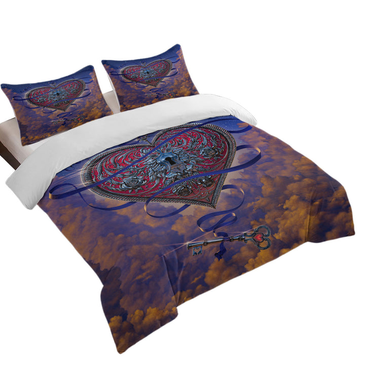 Lovers Sky Key and Heart Coverlets