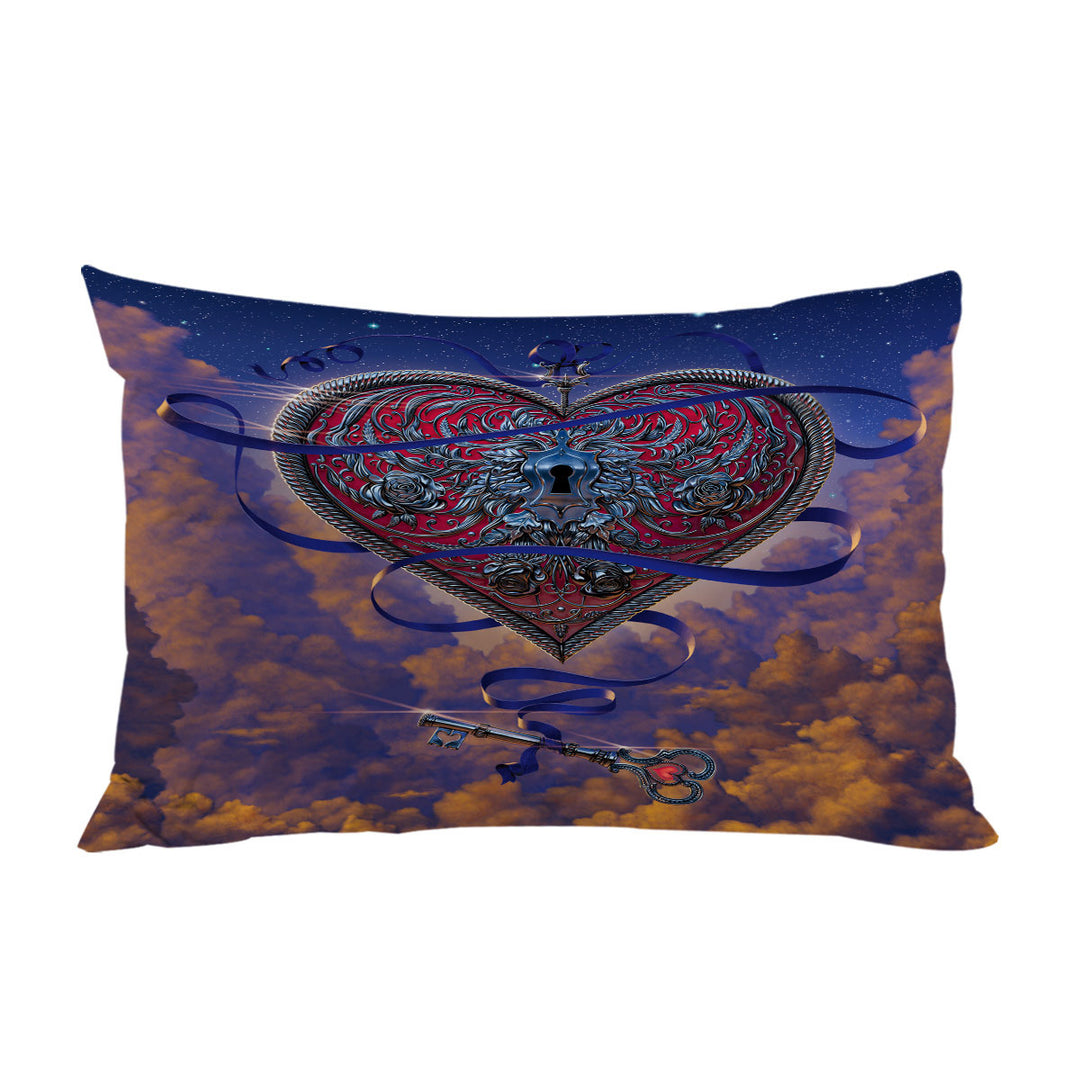 Lovers Sky Key and Heart King Pillow Cases