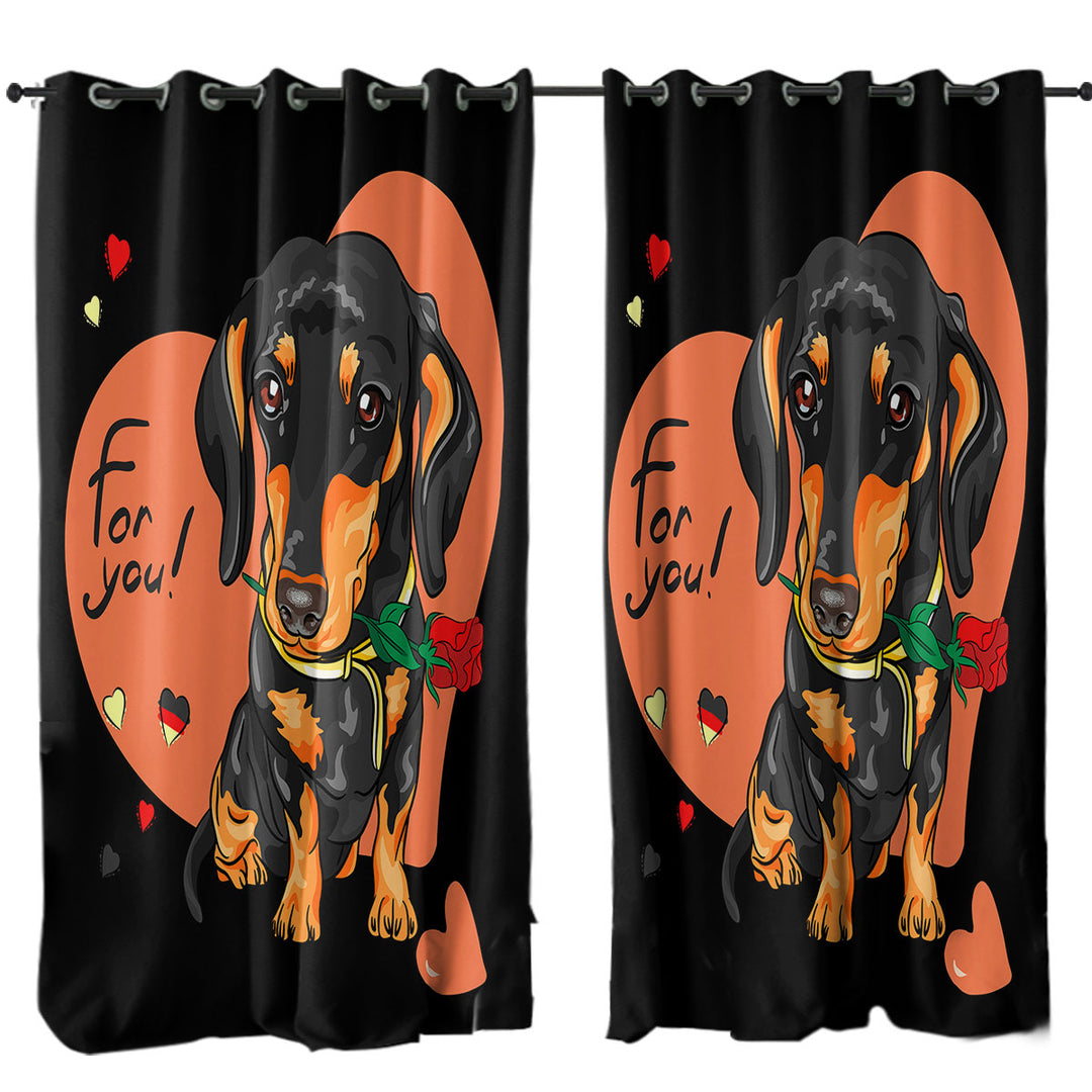 Loving Dachshund Dog Curtains for Living Room