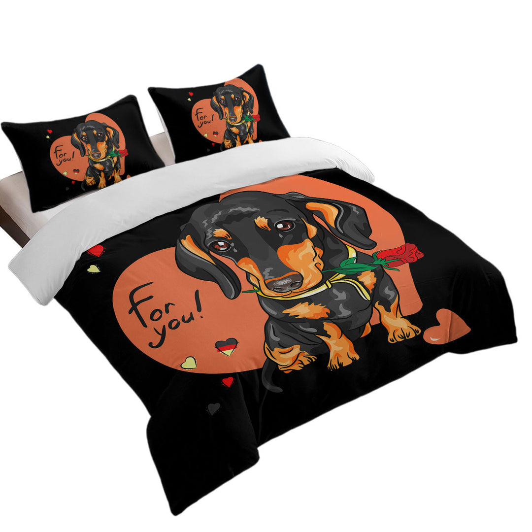 Loving Dachshund Dog King Quilt Cover