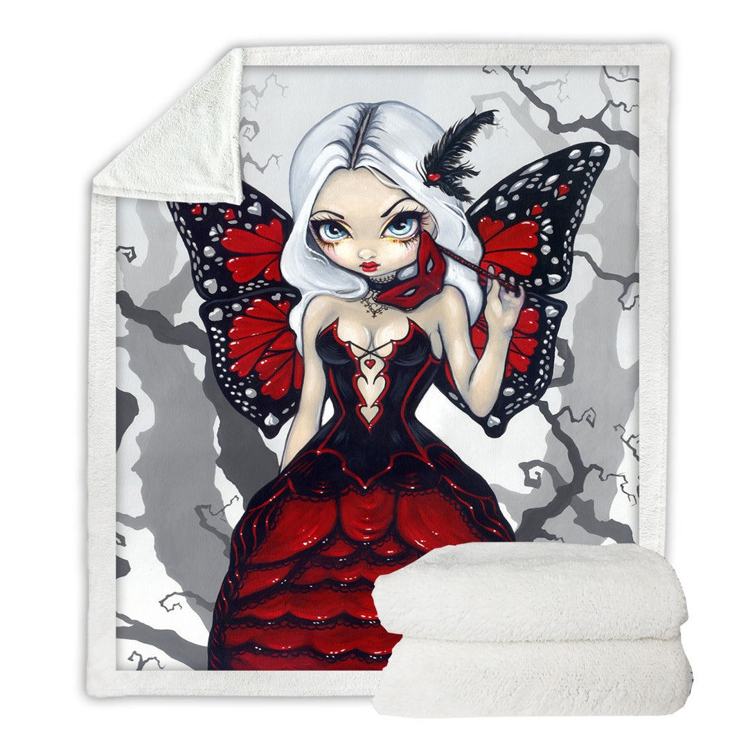 Luxurious Red Ball Gown Fairy Valentine Masquerade Throw Blanket