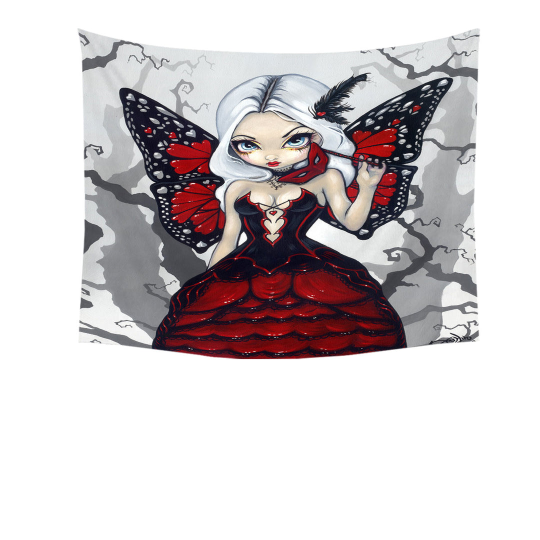 Luxurious Red Ball Gown Fairy Valentine Masquerade Wall Decor Tapestry