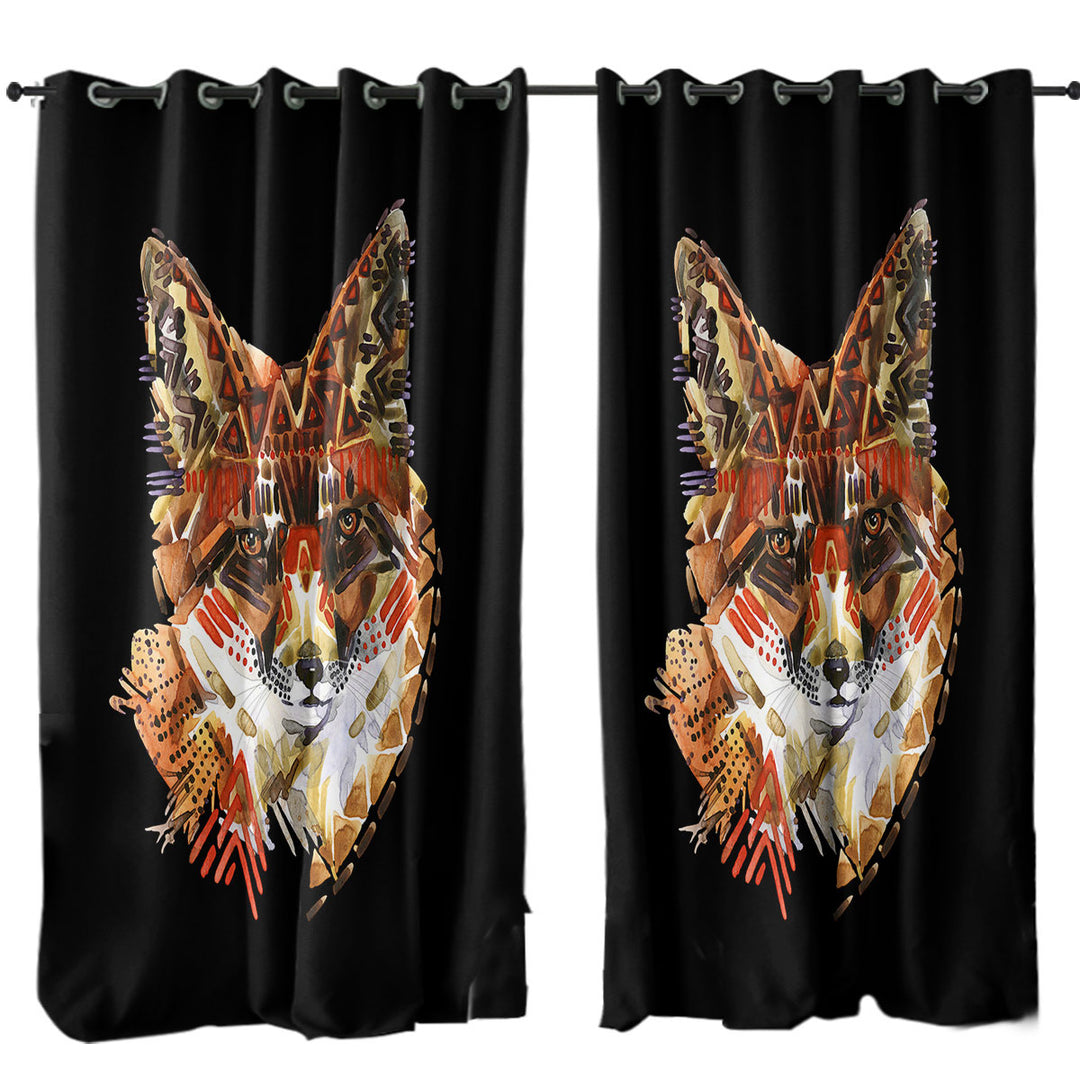 Made to Measure Curtains with Native American Fox Art