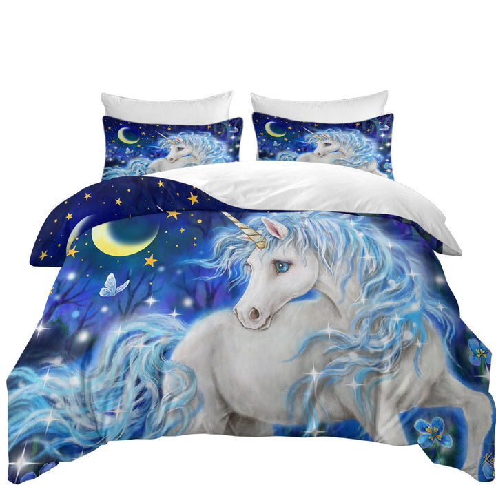 Magical Fantasy Designs Blue Night Unicorn Bed Covers