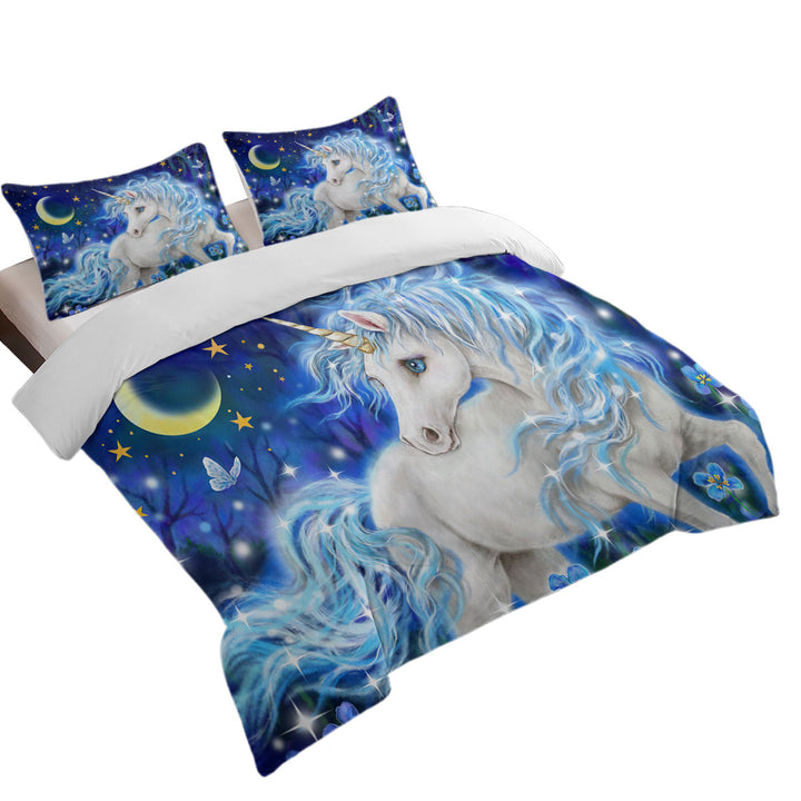Magical Fantasy Designs Blue Night Unicorn King Quilt Cover