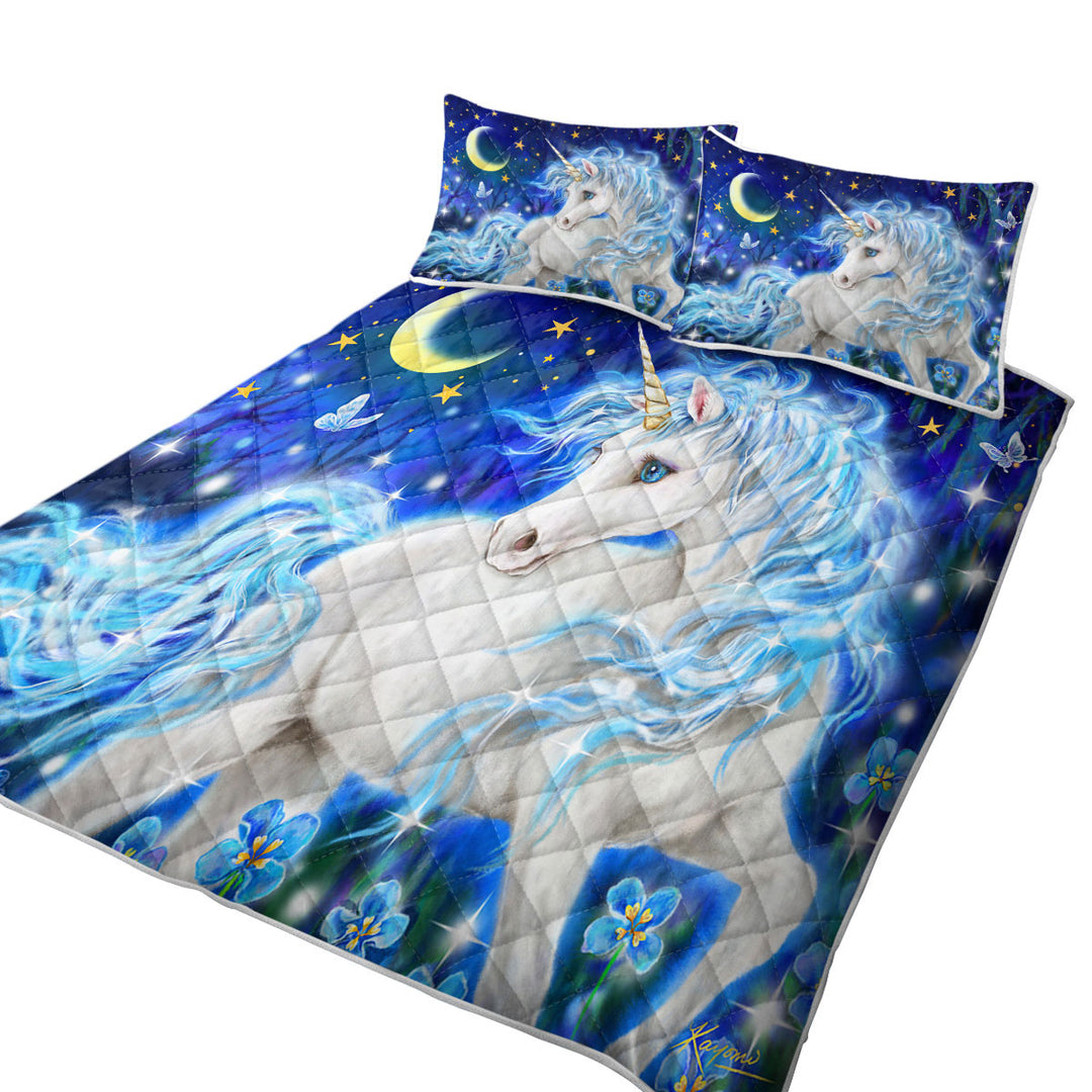 Magical Fantasy Designs Blue Night Unicorn Twin Quilt