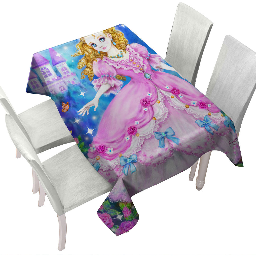 Magical Girly Design Fairy Tale Pink Princess Tablecloth