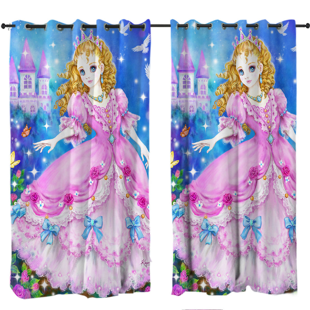 Magical Girly Design Fairy Tale Pink Princess Window Curtains