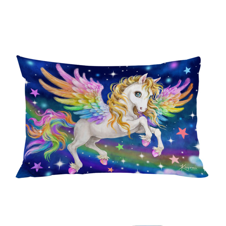 Magical Starry Night Colorful Rainbow Pegasus Pillowcase