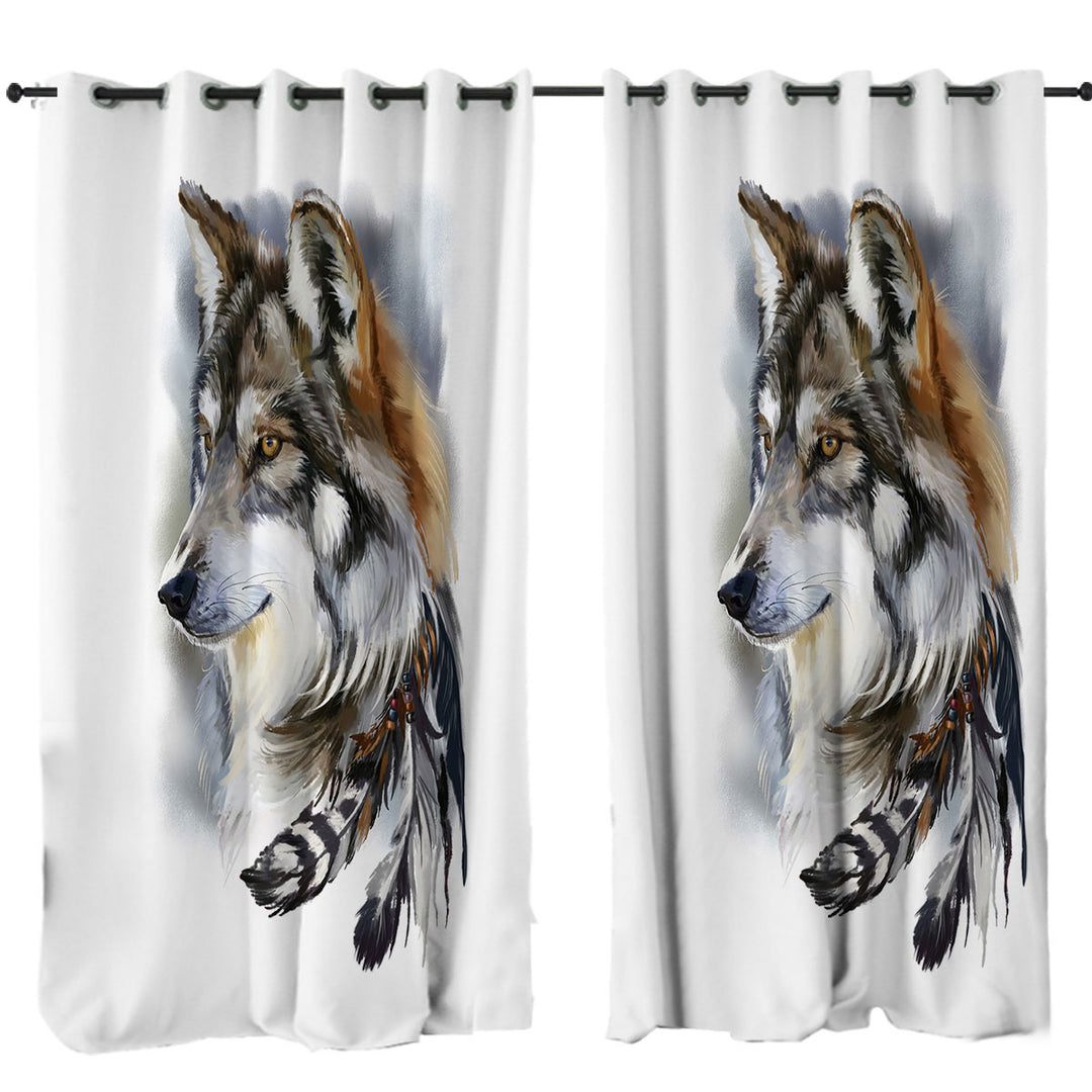Magnificent Art Native American Wolf Curtains