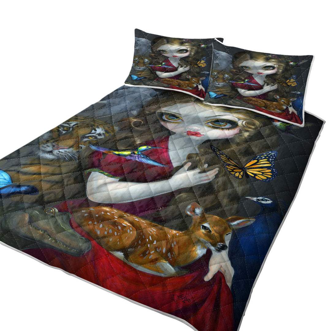 Maiden Fauna the Goddess of Animals King Size Quilt