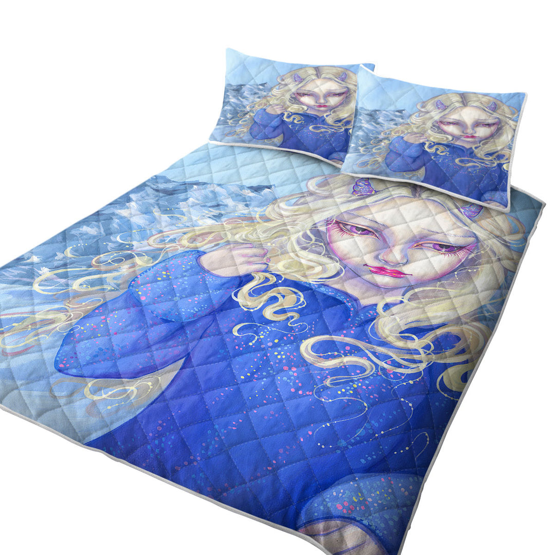 Maiden Fiona Unicorn Horns Ice Girl King Quilt