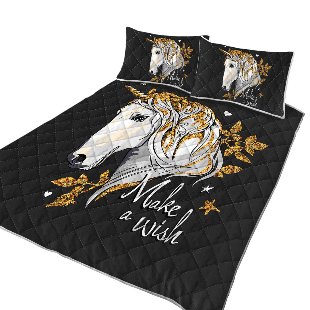 Make a Wish from the Golden Unicorn King Size Bedspreads