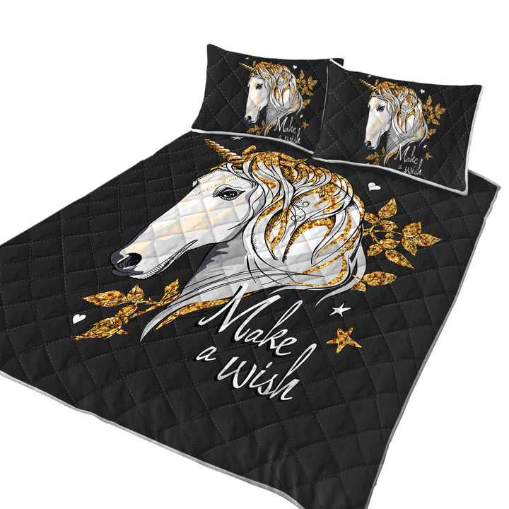 Make a Wish from the Golden Unicorn King Size Bedspreads