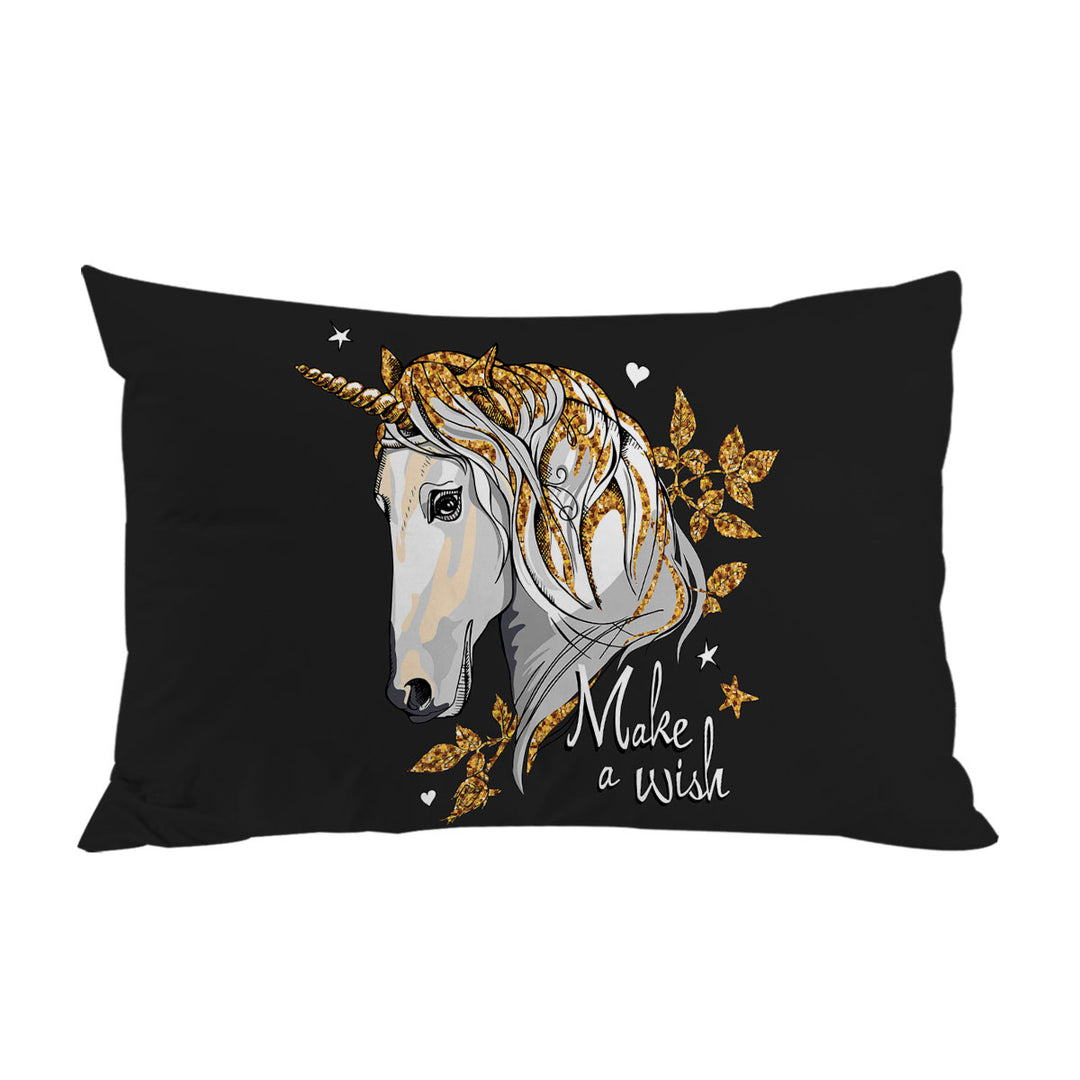 Make a Wish from the Golden Unicorn Pillow Cases