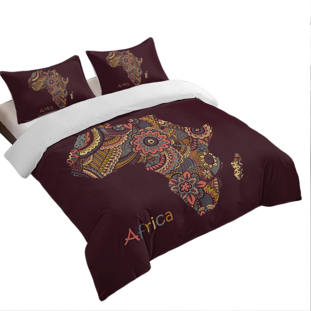 Mandala Africa Map California King Duvet Cover