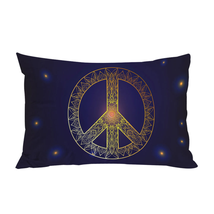 Mandala Pattern Yellow Peace Sign Pillow Case Covers
