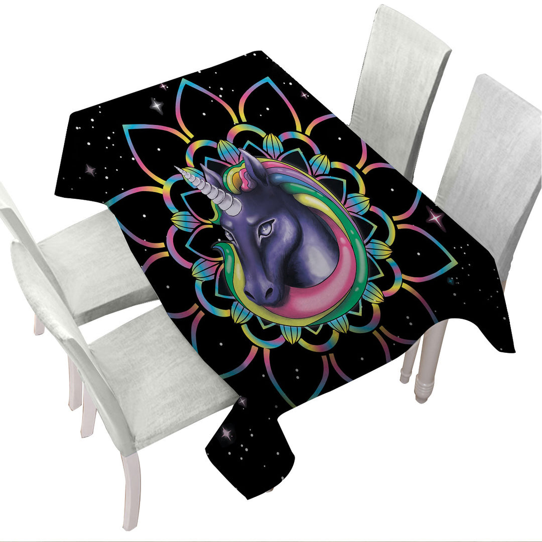 Mandala Unicorn in Space Custom table cloth