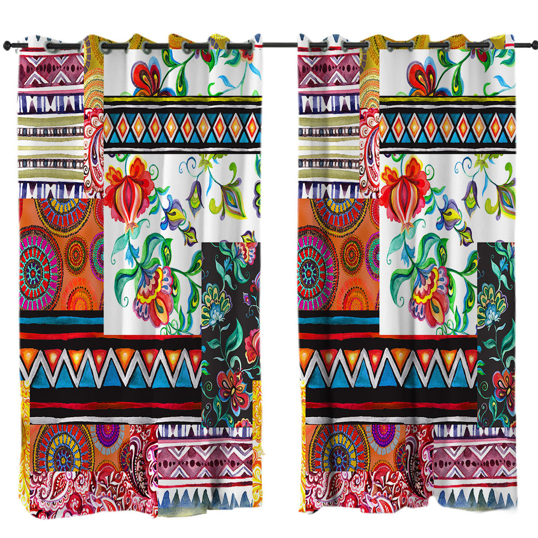 Mandalas and Flowers Cool Messy Design Curtains