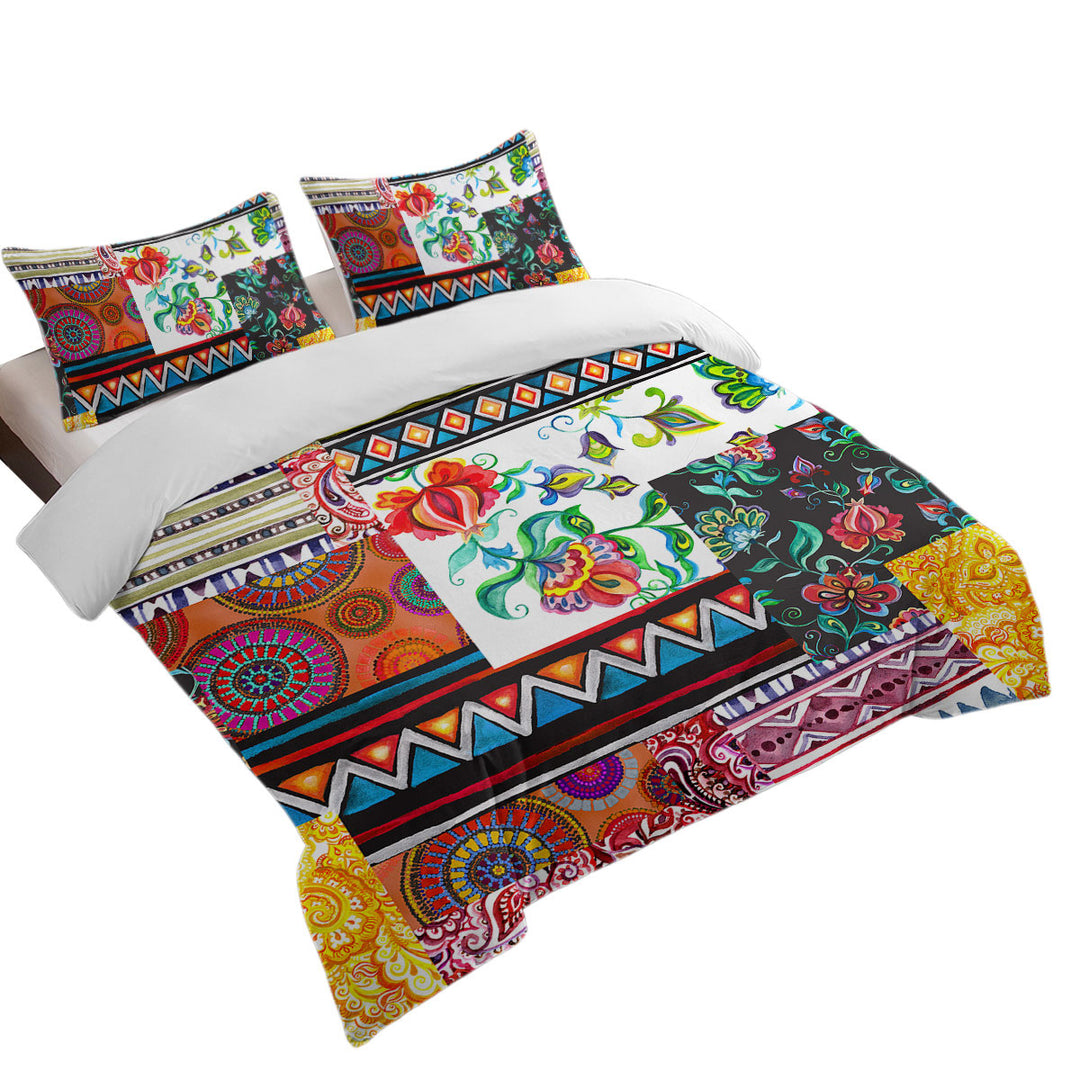 Mandalas and Flowers Cool Messy Design Duvet Cover sale