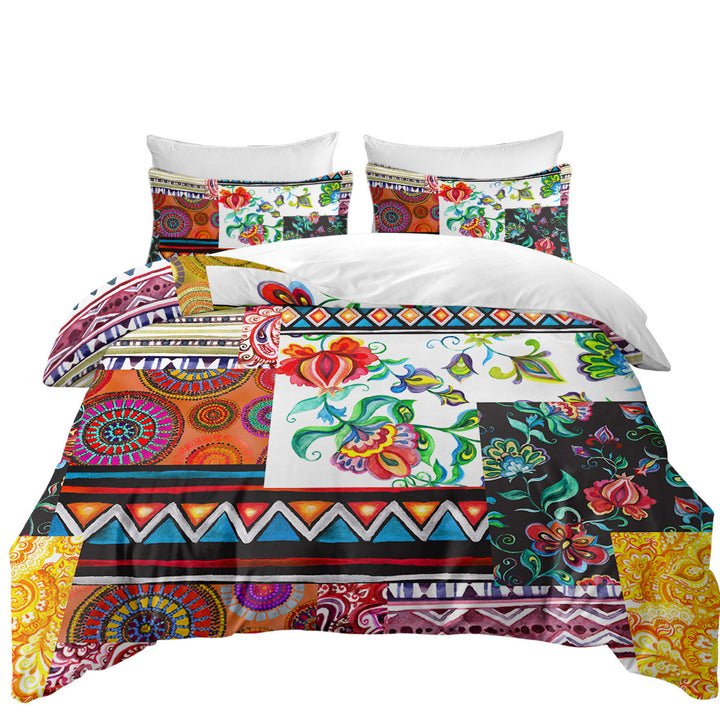 Mandalas and Flowers Cool Messy Design Duvet Cover set
