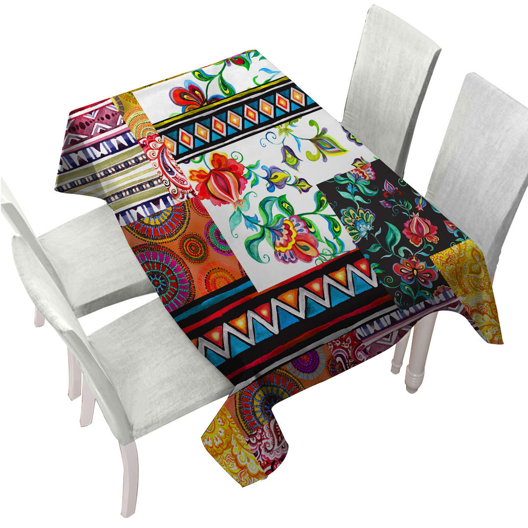 Mandalas and Flowers Cool Messy Design Tablecloth