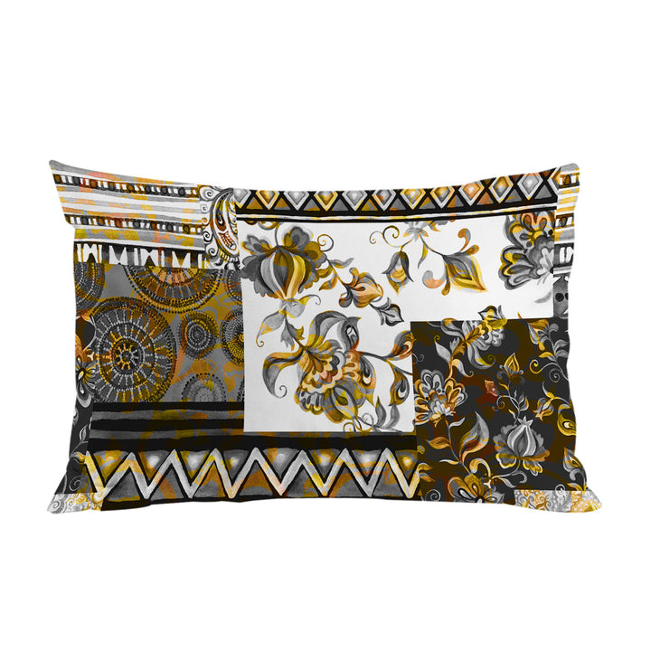 Mandalas and Flowers Golden Black Design Pillow Cases