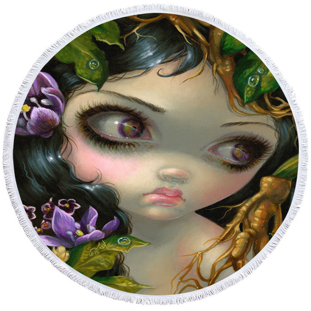 Mandrake Root Microfiber Beach Towel Poisonous Beauties Mandrake Root Girl and Plants
