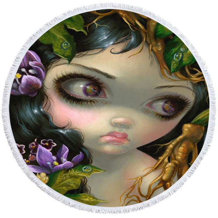 Mandrake Root Microfiber Beach Towel Poisonous Beauties Mandrake Root Girl and Plants