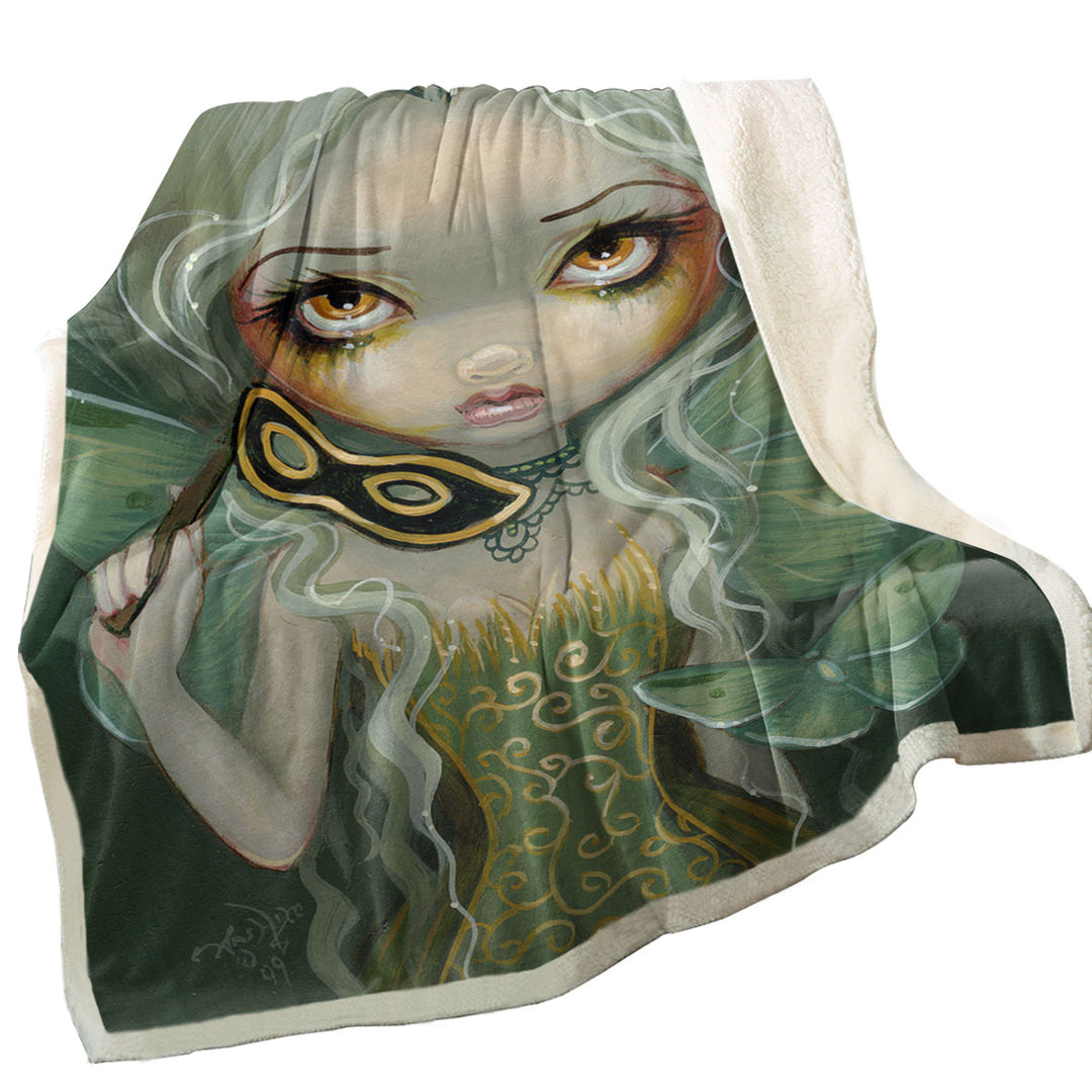 Masquerade of Moths Beautiful Fairy Maiden Throw Blanket
