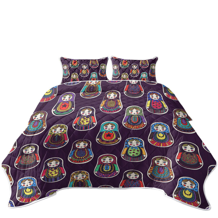 Matryoshka Russian Doll Pattern Coverlet