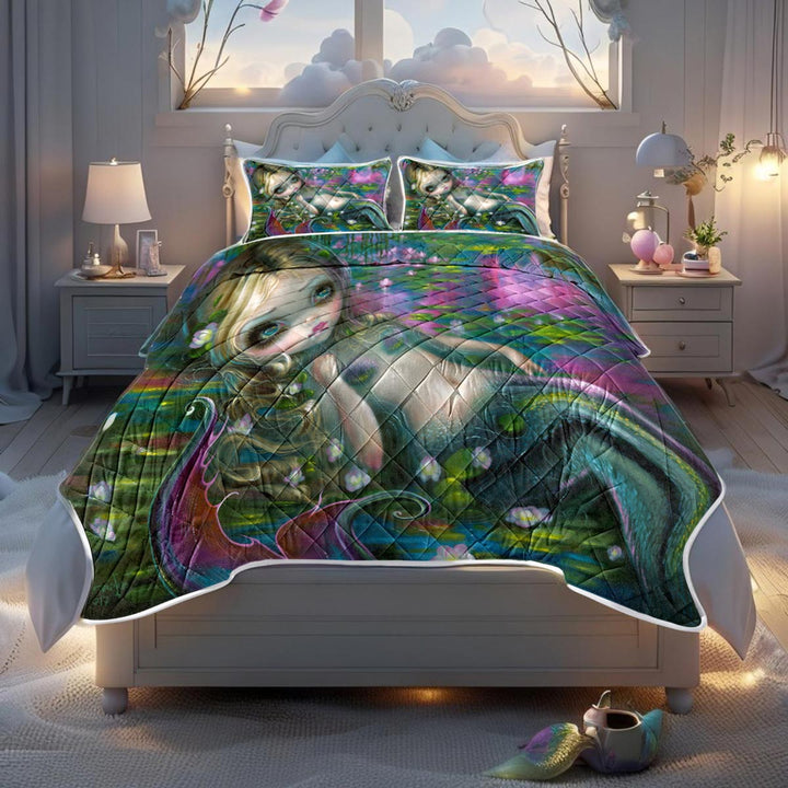 Mermaid Quilt in a Fine Fantasy Artistic Bedroom
