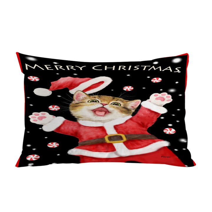 Merry Christmas Cats and Kittens Candy Snow Pillow Cases