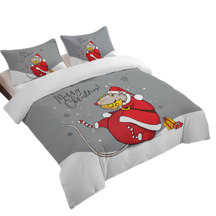 Merry Christmas Funny Rat Santa Claus Bed Covers