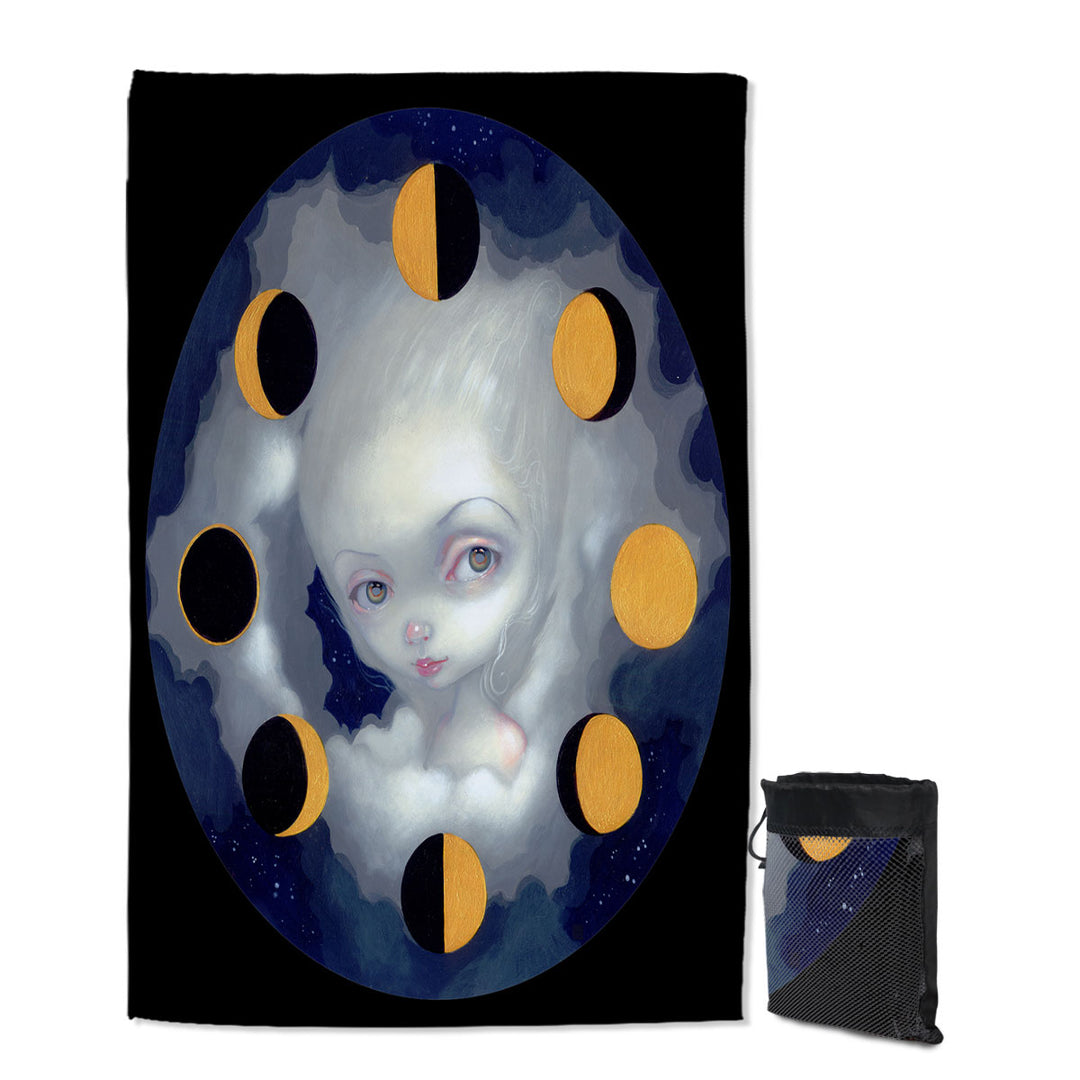 Microfiber Towels for Travel of the Night Sky Moon Phases Girl