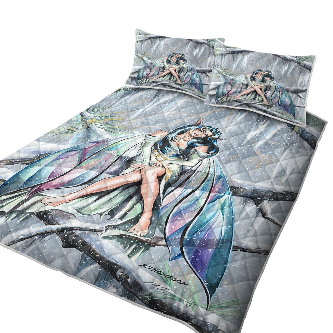 Midwinters Dream Snowy Forest Fairy California King Quilt Sets