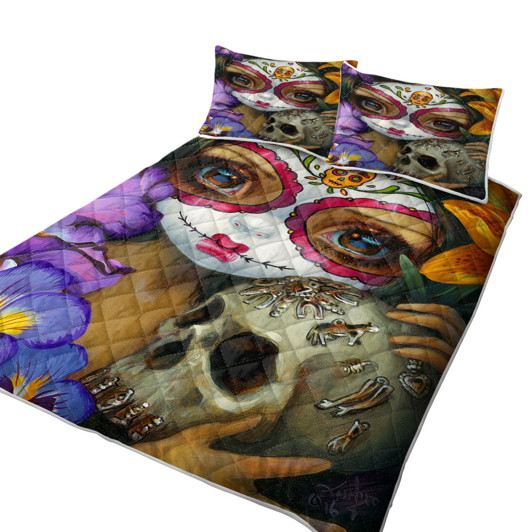 Milagros La Calavera Day of the Dead Skull Girl Coverlet