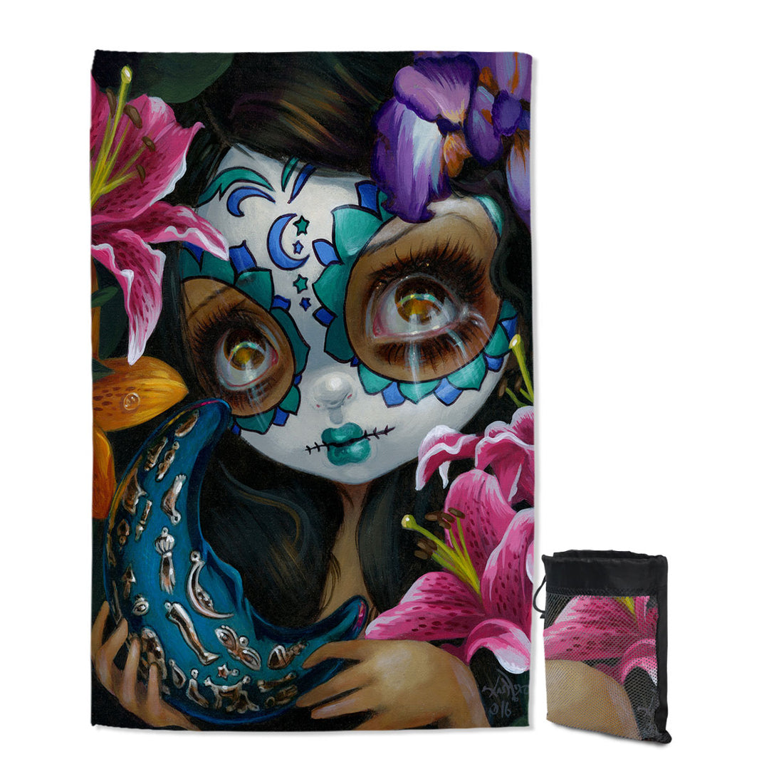 Milagros La Luna Day of the Dead Beach Towels
