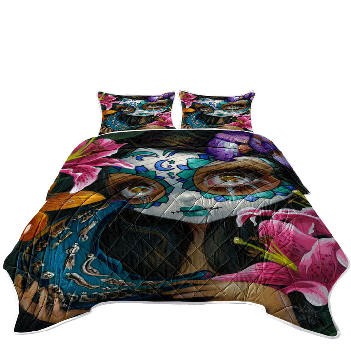 Milagros La Luna Day of the Dead Moon Girl Coverlet