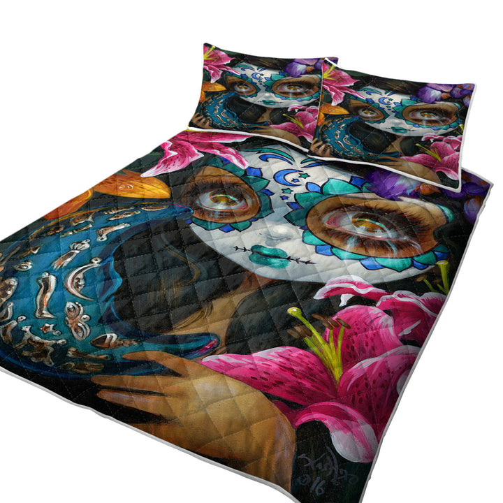 Milagros La Luna Day of the Dead Moon Girl Coverlets