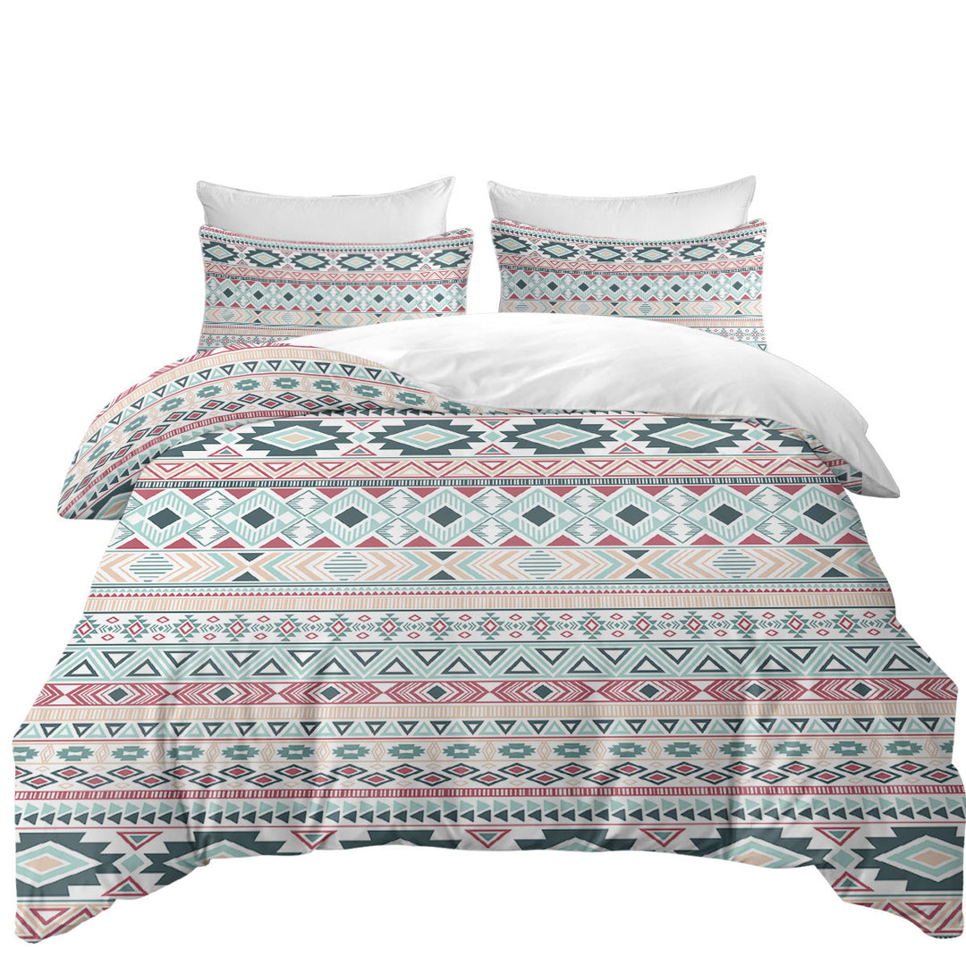 Mint Hues Aztec Stripes Duvet Cover sale