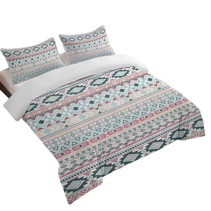 Mint Hues Aztec Stripes Quilt Cover