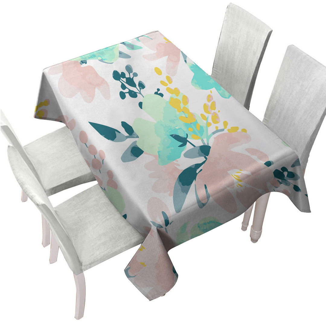 Modest Drawing Soft Colored Flowers Custom tablecloths